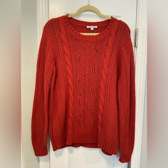 NWOT Serengeti Size L Rust Cotton Cable Knit Long Sleeve Crew Neck Sweater Ivy - Picture 1 of 11